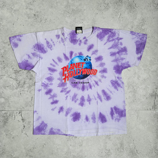 Vintage 1998 Planet Hollywood Tie Dye Purple T-shirt (L)