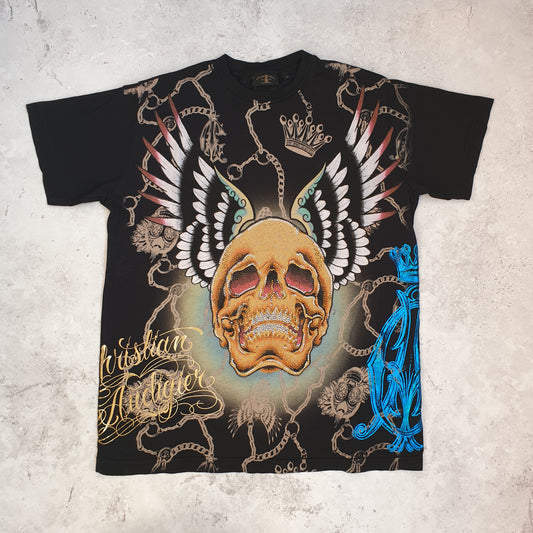 Y2K Christian Audigier Skull T-shirt (S)