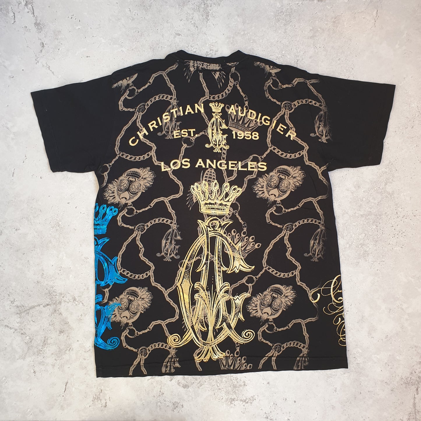 Y2K Christian Audigier Skull T-shirt (S)